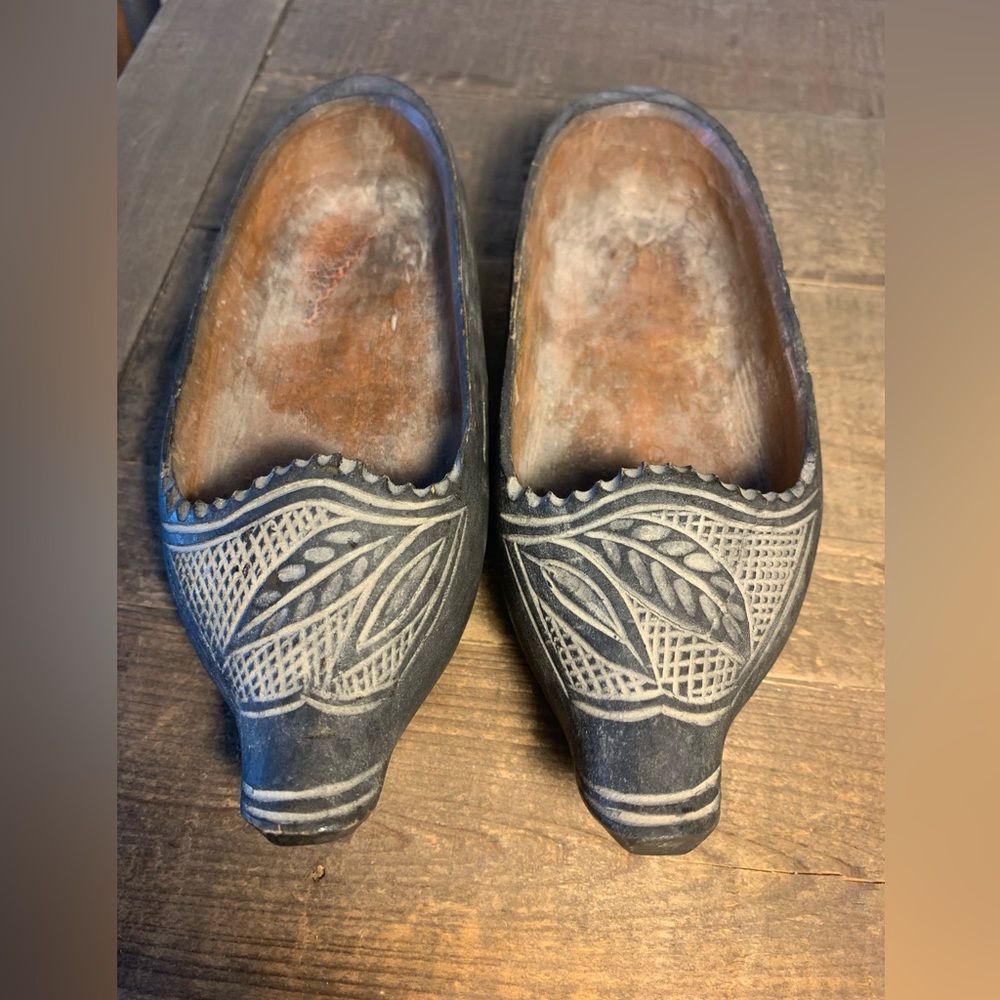 Antique Miniature Hand-carved Wooden Shoes